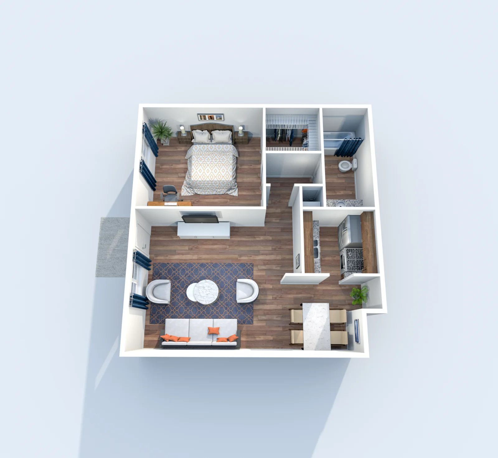 Muse — floor plan, Plan A1 · 1 bed · 1 bath · 520 sq ft