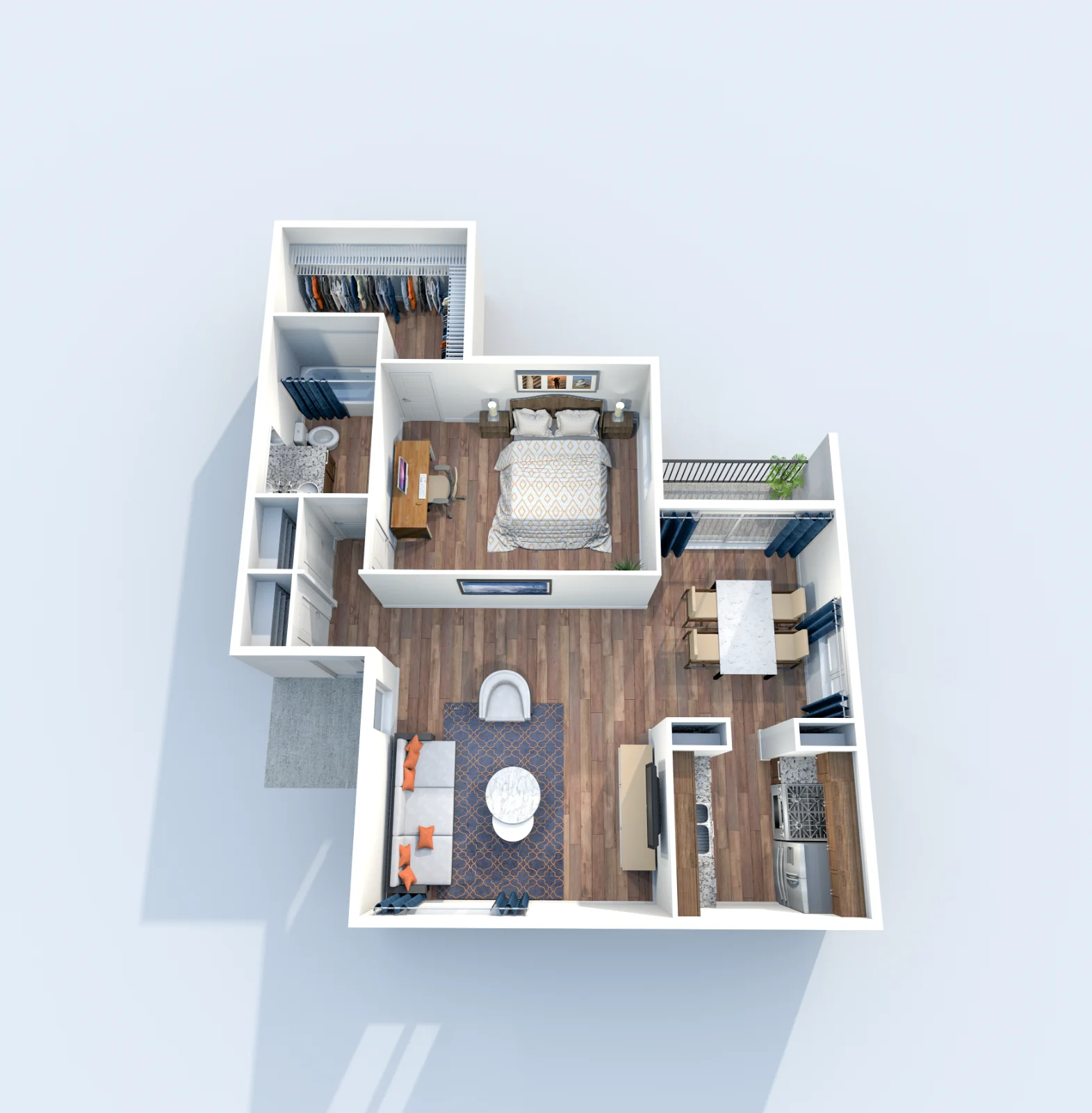 Muse — floor plan, Plan A2 · 1 bed · 1 bath · 586 sq ft