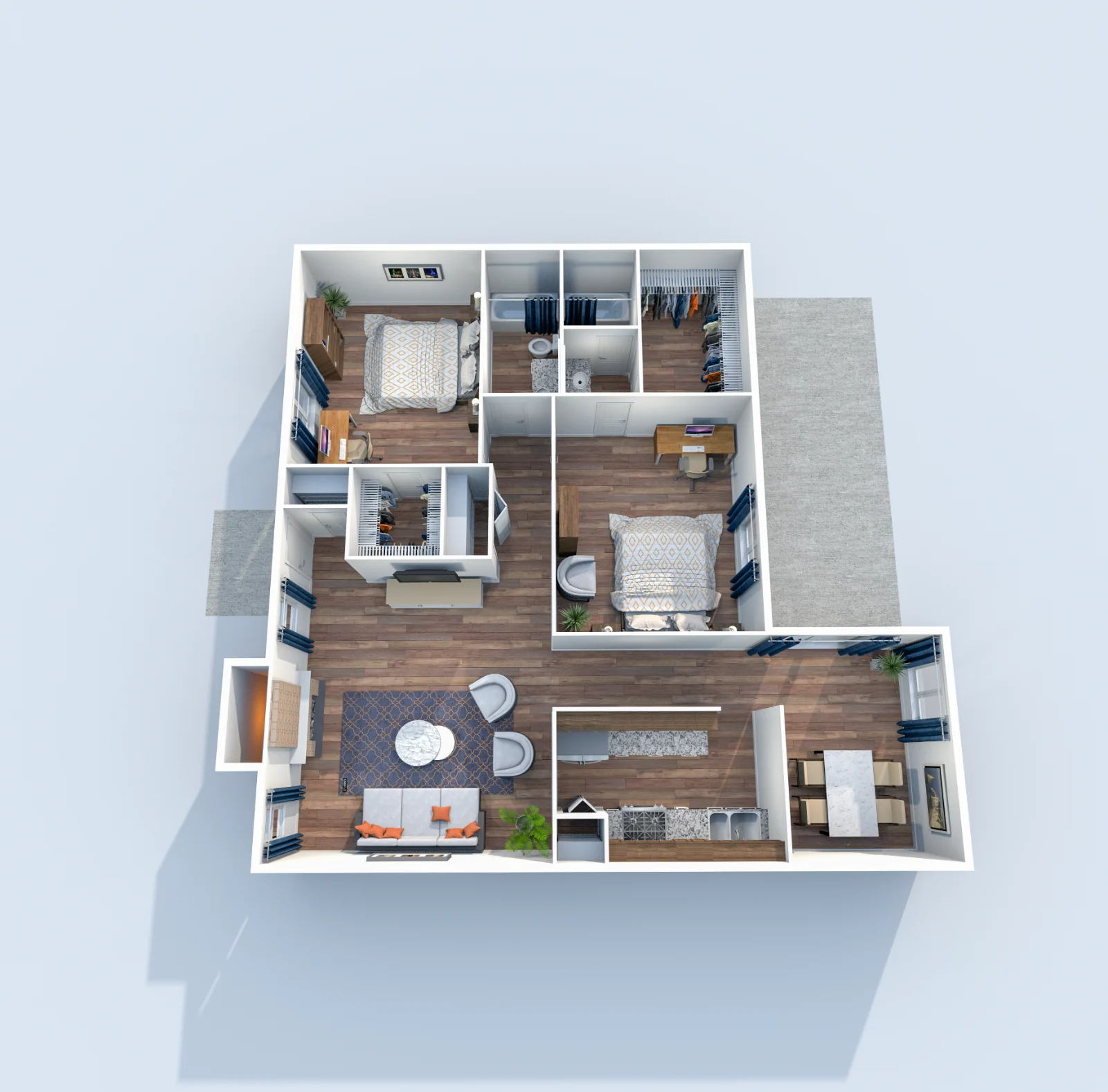 Muse — floor plan, Plan B12 · 2 bed · 2 baths · 1,102 sq ft