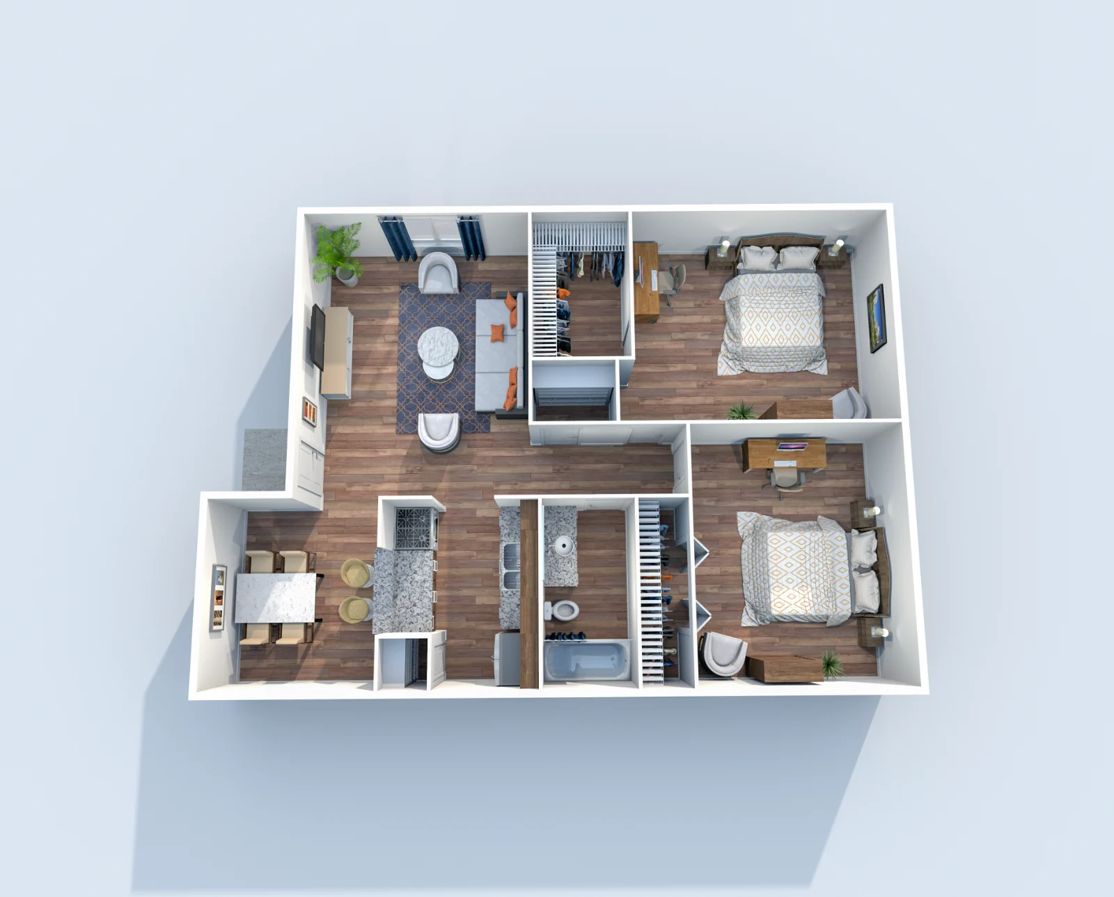 Muse — floor plan, Plan B5 · 2 bed · 1 bath · 920 sq ft