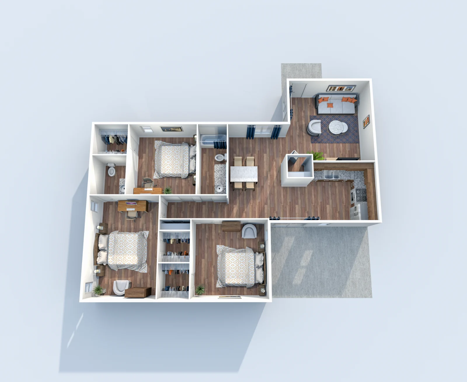 Muse — floor plan, Plan C1 · 3 bed · 1.5 baths · 1,203 sq ft