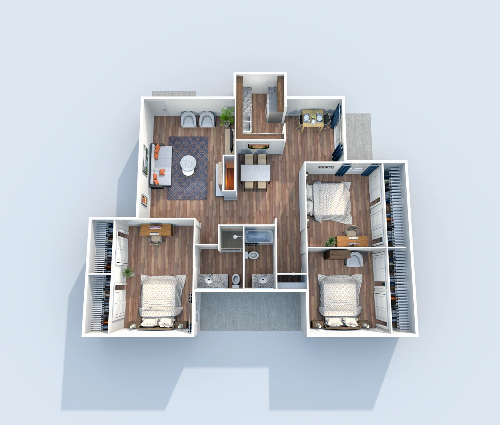 Muse — floor plan, Plan C2 · 3 bed · 2 baths · 1,230 sq ft